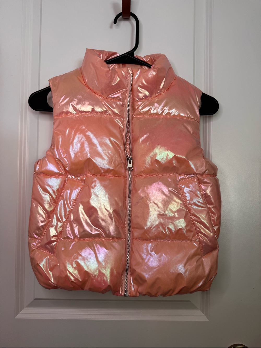 H&M Shimmery Peach Iridescent Puffer Vest